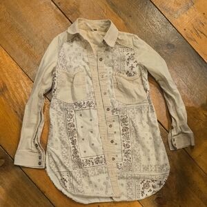 Free People Cream Button-Up Shirt